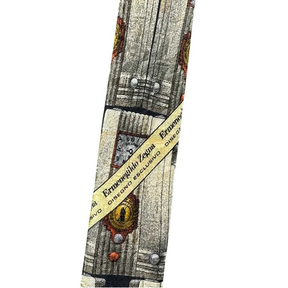 Ermenegildo Zegna VTG Pure Silk Big Ben Mens Tie 3.75 Inch Width